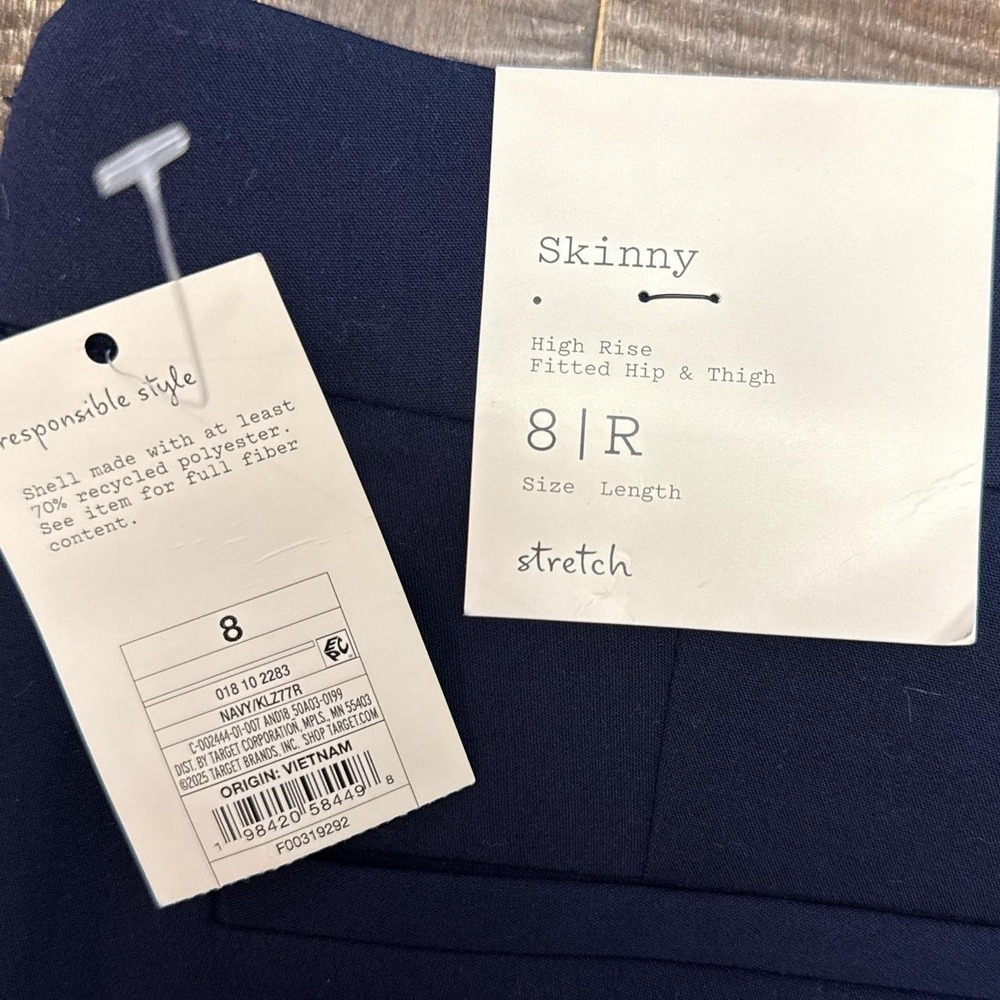 A New Day Navy Blue High Rise Skinny Ankle Stretch Pants Elastic Waist - Picture 6 of 8